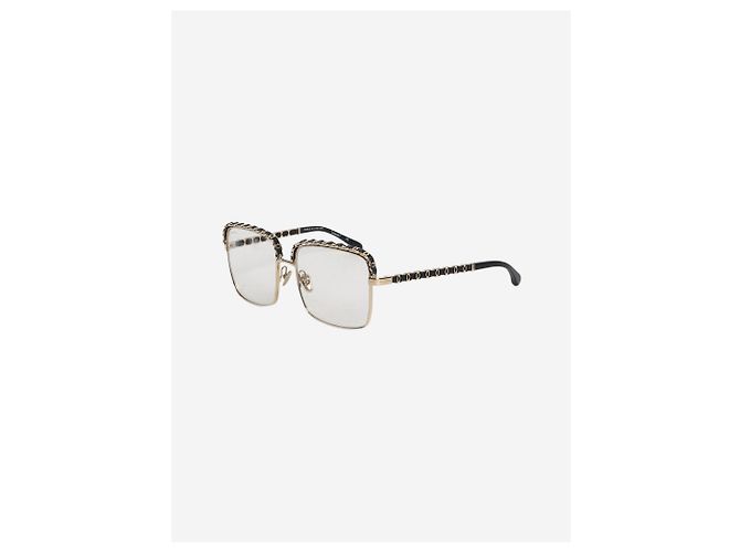 Chanel Goldene Brille mit quadratischem Gestell - Ansicht 2