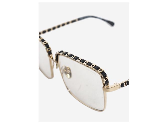 Chanel Goldene Brille mit quadratischem Gestell - Ansicht 5