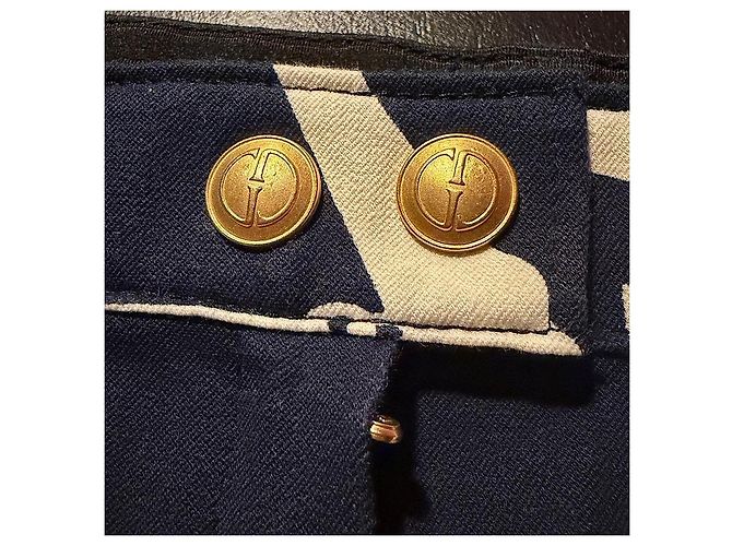 Pantalones de algodón con estampado Horsebit Gucci Tom Ford Blanco Azul marino - vista 5