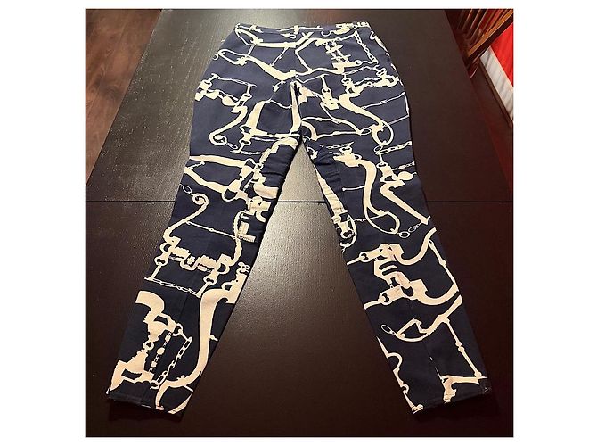 Pantalones de algodón con estampado Horsebit Gucci Tom Ford Blanco Azul marino - vista 6