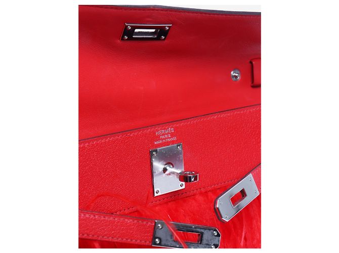 Hermès Borsa Kelly Elan Folie Chamkila in struzzo rosso 2025 - vista 6