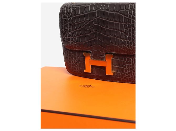 Hermès Borsa Constance in alligatore grigio scuro - vista 10