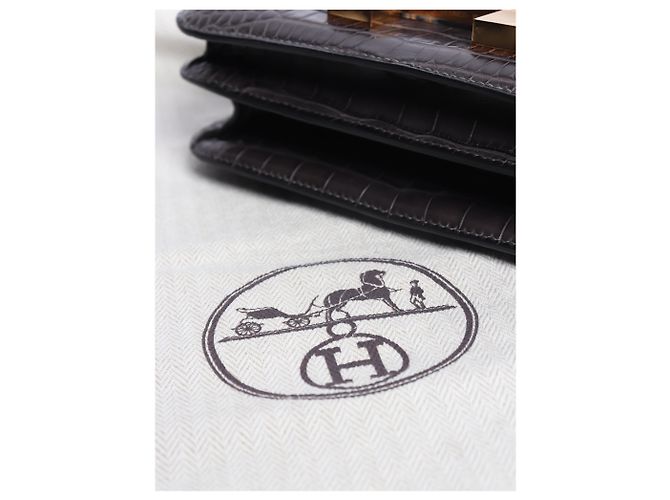 Hermès Borsa Constance in alligatore grigio scuro - vista 8