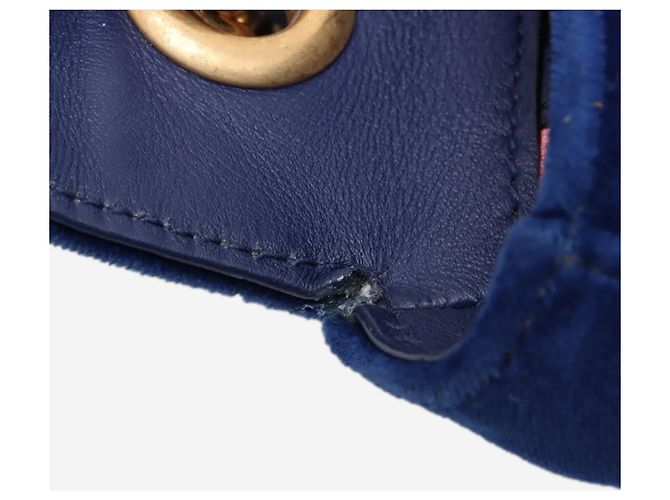 Gucci Borsa a tracolla Blue GG Marmont in velluto con catena - vista 11