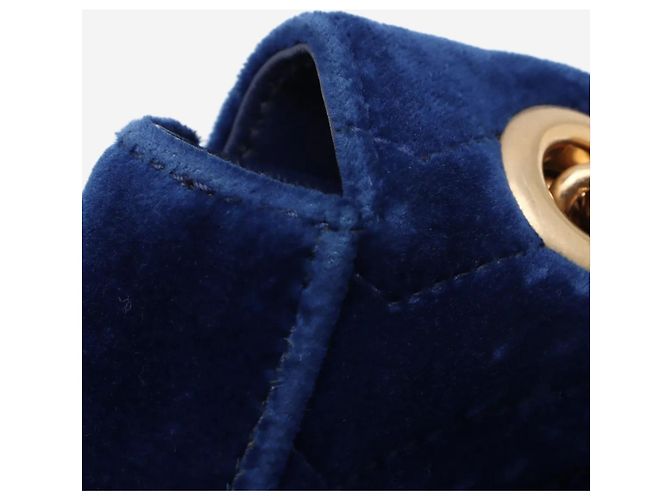 Gucci Borsa a tracolla Blue GG Marmont in velluto con catena - vista 15