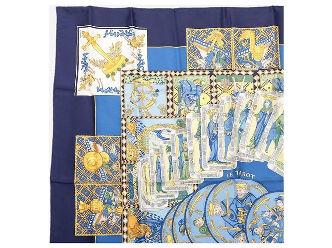Hermès Sciarpa in seta Blue Carré 90 Le Tarot - vista 2