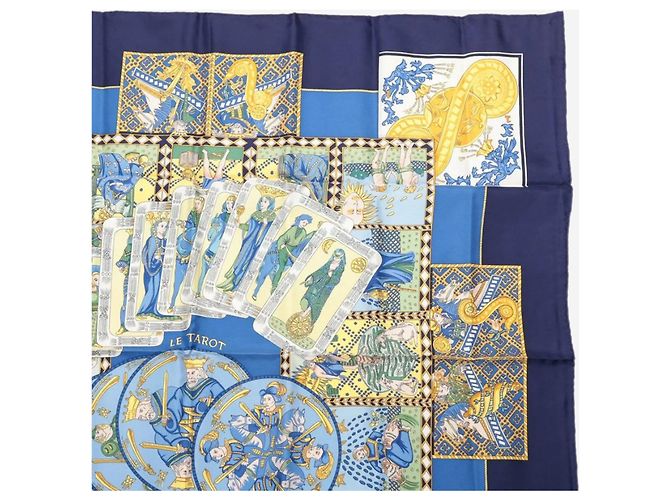 Hermès Sciarpa in seta Blue Carré 90 Le Tarot - vista 3
