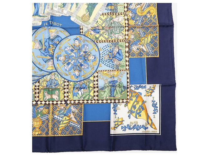 Hermès Sciarpa in seta Blue Carré 90 Le Tarot - vista 4