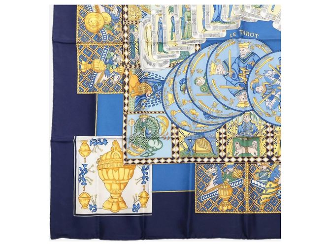 Hermès Sciarpa in seta Blue Carré 90 Le Tarot - vista 5