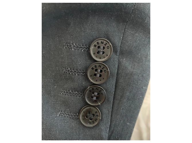Giacca Kenzo blu navy in cotone e lino Blu scuro - vista 7