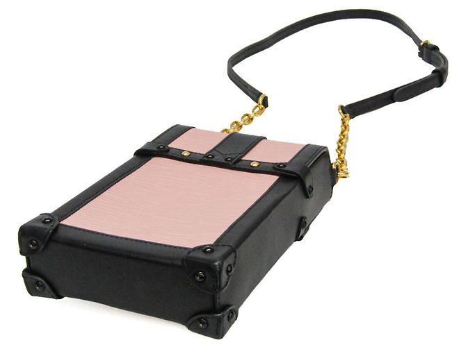 Borsa a tracolla verticale Louis Vuitton Epi Trunk Nero Rosa - vista 2