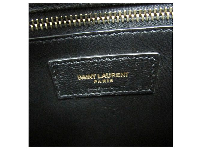Borsa a tracolla Saint Laurent in pelle monogrammata e scamosciata Nero - vista 16