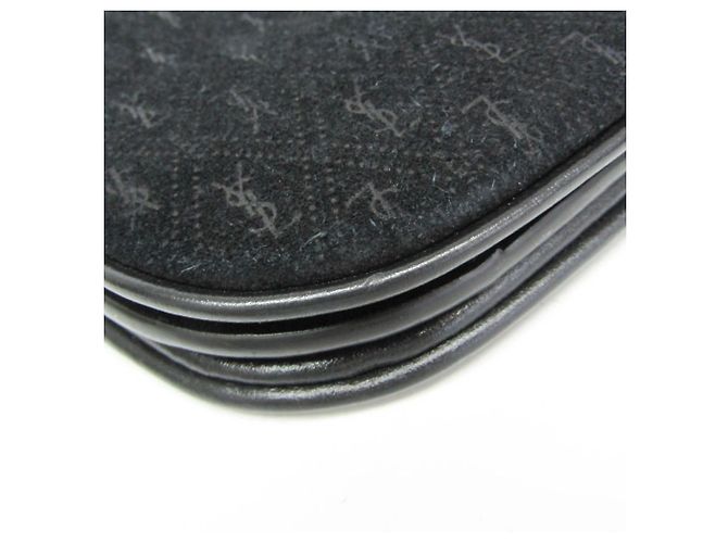 Borsa a tracolla Saint Laurent in pelle monogrammata e scamosciata Nero - vista 4
