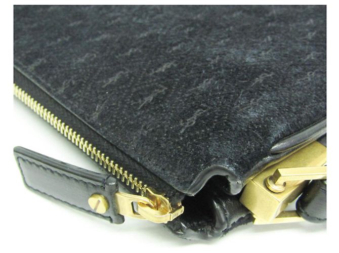 Borsa a tracolla Saint Laurent in pelle monogrammata e scamosciata Nero - vista 6