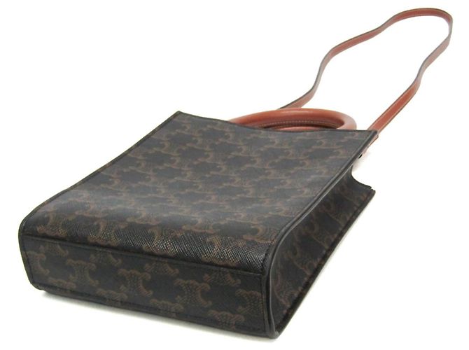 Céline Borsa Tote Mini Celine Triomphe Vertical Marrone chiaro Marrone scuro - vista 2