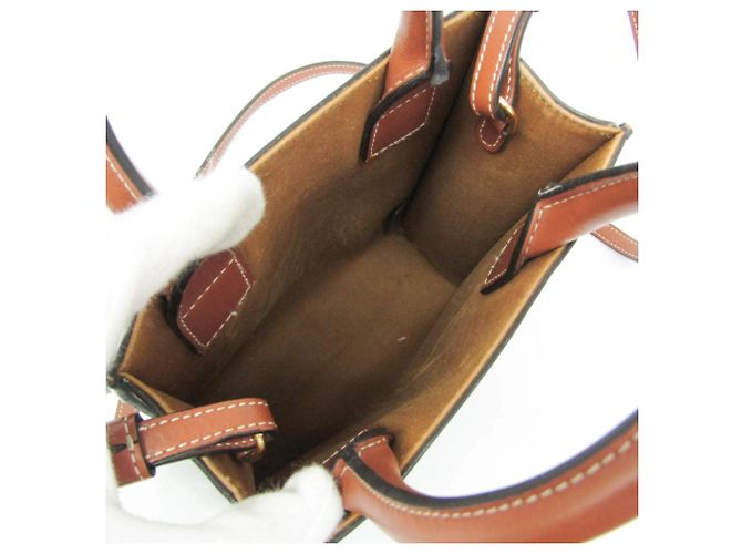 Céline Borsa Tote Mini Celine Triomphe Vertical Marrone chiaro Marrone scuro - vista 3