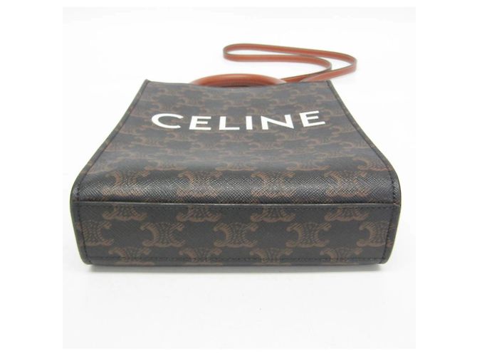 Céline Borsa Tote Mini Celine Triomphe Vertical Marrone chiaro Marrone scuro - vista 5