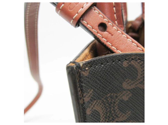 Céline Borsa Tote Mini Celine Triomphe Vertical Marrone chiaro Marrone scuro - vista 7