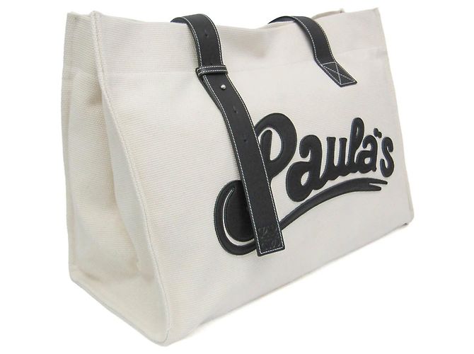 Loewe Paula's Ibiza Canvas und Leder Tote Bag Schwarz Aus weiß - Ansicht 6