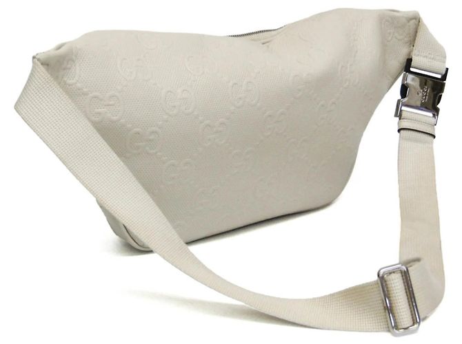 Gucci GG Prägedesign Weiße Leder Bauchtasche/Umhängetasche - Ansicht 2