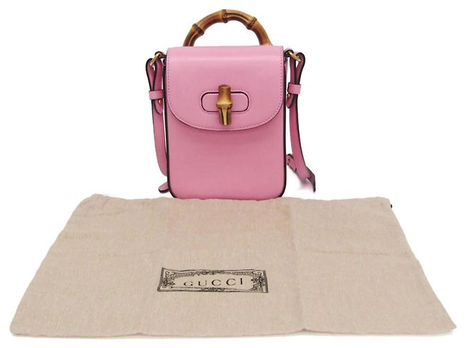 Borsa in pelle da donna Gucci Bamboo 702106 Rosa - vista 2