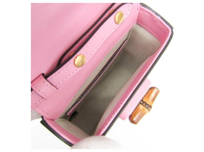 Borsa in pelle da donna Gucci Bamboo 702106 Rosa - vista 3