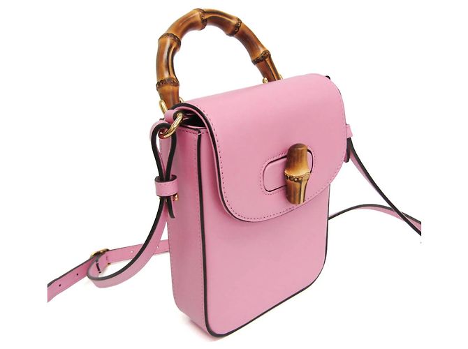 Borsa in pelle da donna Gucci Bamboo 702106 Rosa - vista 8
