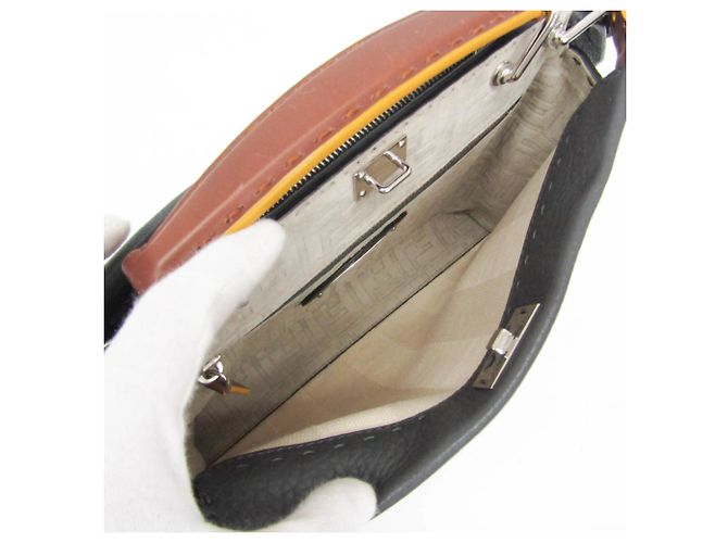 Borsa Fendi Selleria Peekaboo Fit Mini Marrone Bianco - vista 3