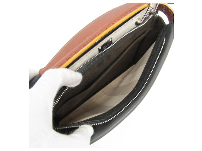 Borsa Fendi Selleria Peekaboo Fit Mini Marrone Bianco - vista 4