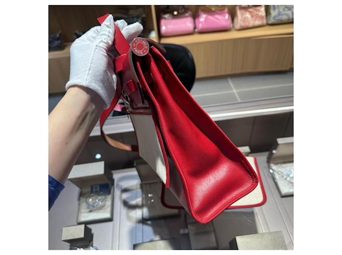 Borsa Hermès Herbag 31 Bianco Rosso - vista 4