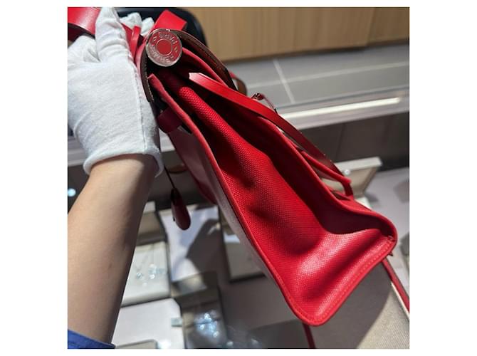 Borsa Hermès Herbag 31 Bianco Rosso - vista 5