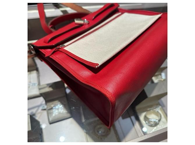 Borsa Hermès Herbag 31 Bianco Rosso - vista 7