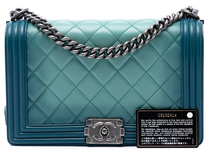 Chanel Blue Medium Quilted Calfskin Ombre Boy Flap Turchese - vista 7