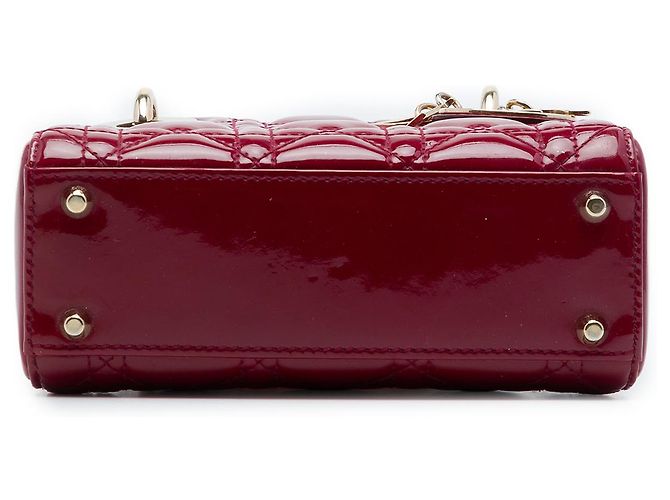 Lady Dior mini in vernice rosso cannage Bordò - vista 3