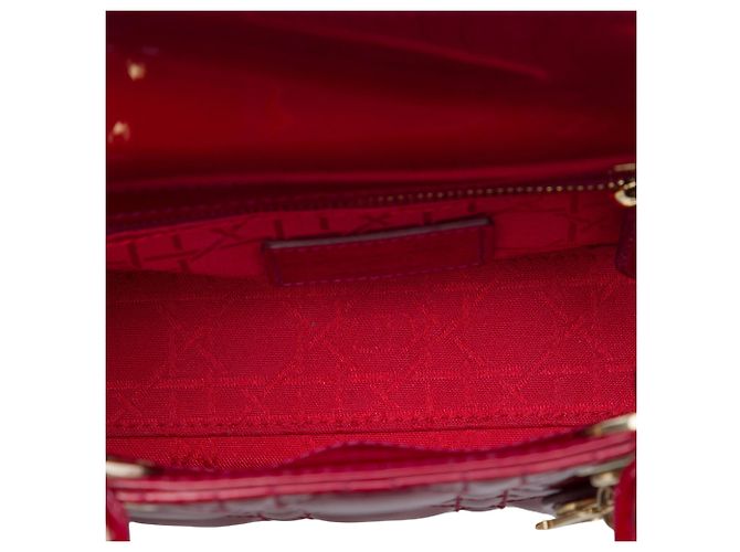 Lady Dior mini in vernice rosso cannage Bordò - vista 4