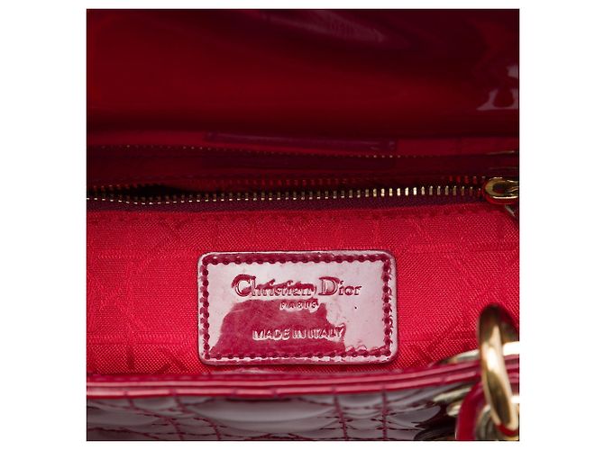 Lady Dior mini in vernice rosso cannage Bordò - vista 5