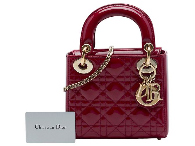 Lady Dior mini in vernice rosso cannage Bordò - vista 7