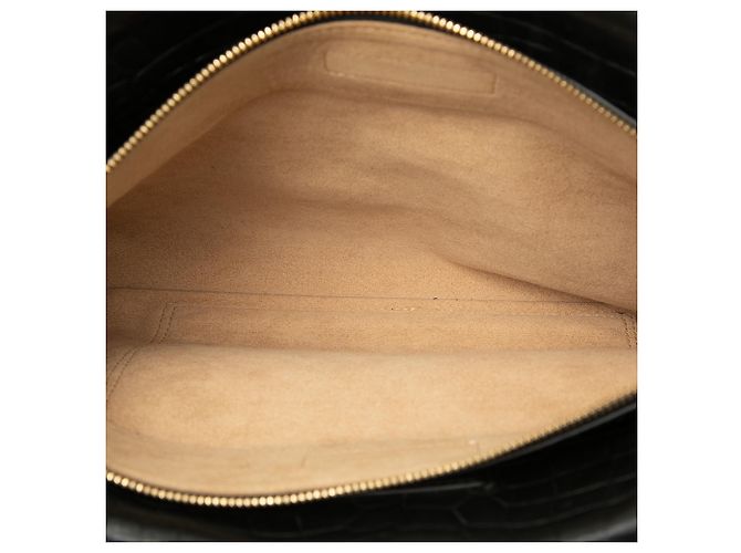 MCM Milla Satchel in pelle nera con stampa coccodrillo misura Medium Nero - vista 4