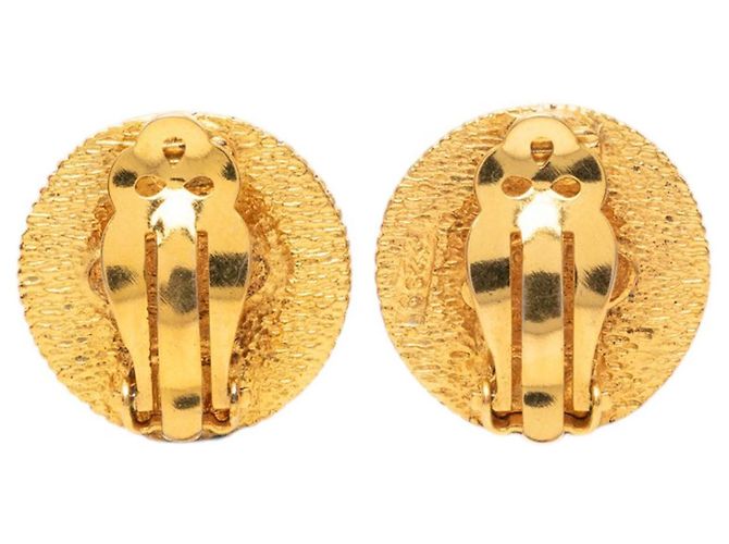 Orecchini Chanel Gold Gold Plated Round Floral Shield Clip On Earrings D'oro - vista 2