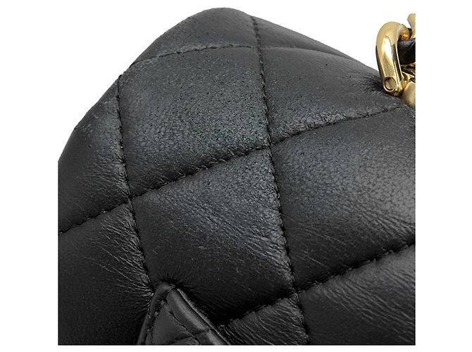 Chanel Black Mini Rectangular Classic Lambskin Lion Charm Top Handle Flap Nero - vista 13