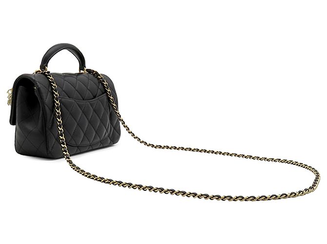 Chanel Black Mini Rectangular Classic Lambskin Lion Charm Top Handle Flap Nero - vista 2