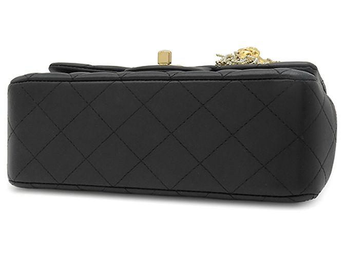 Chanel Black Mini Rectangular Classic Lambskin Lion Charm Top Handle Flap Nero - vista 3