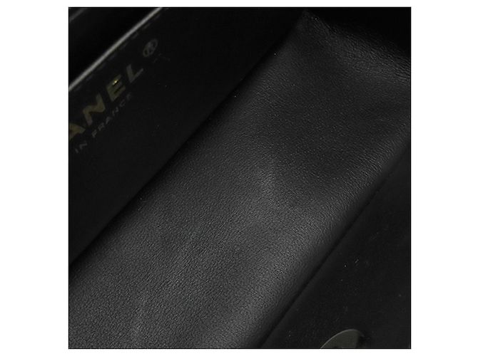 Chanel Black Mini Rectangular Classic Lambskin Lion Charm Top Handle Flap Nero - vista 8