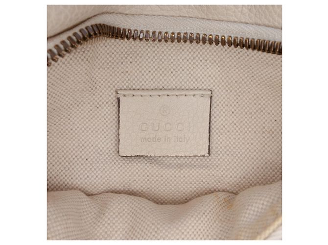Borsa a tracolla Gucci in pelle di vitello a grana piccola bianca con logo - vista 5