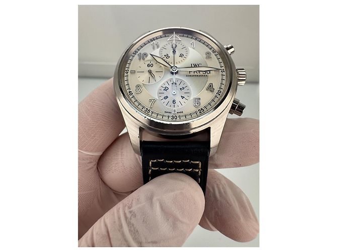 IWC Pilot's Watch Spitfire Chronograph IW371702 Quadrante Bianco/Argento Automatico 42mm Nero Silver hardware - vista 12