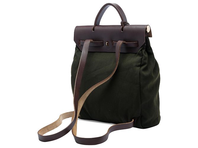Zaino Hermès Green Toile Herbag GM Verde Verde scuro - vista 2
