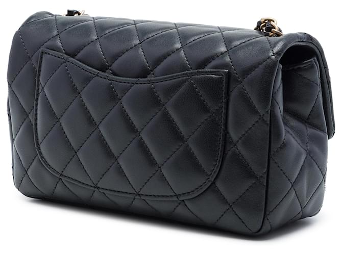 Chanel Black Mini Rectangular Classic Lambskin Romance Single Flap Nero - vista 2