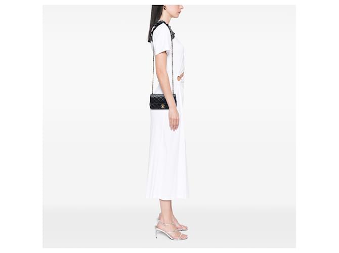 Chanel Black Mini Rectangular Classic Lambskin Romance Single Flap Nero - vista 6