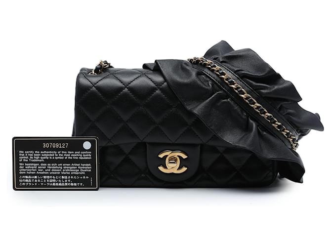 Chanel Black Mini Rectangular Classic Lambskin Romance Single Flap Nero - vista 7