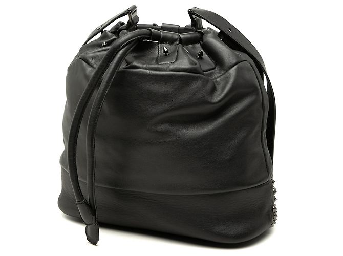 Borsa bucket in pelle nera con borchie MCM Nero - vista 2